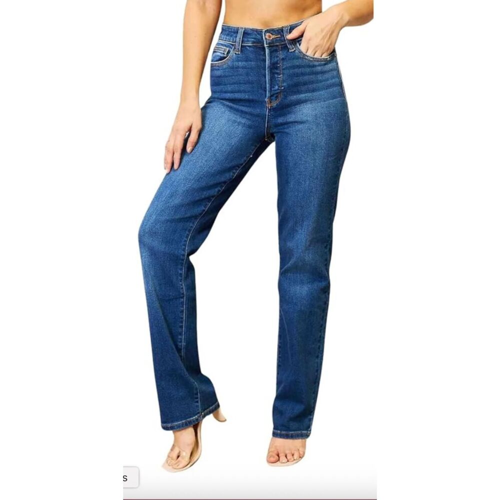 Judy Blue Dad Jeans Straight Leg Hidden Button Fly Jeans 9/29